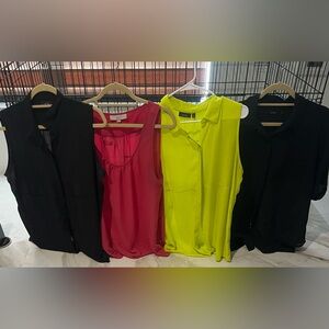 APT9, Loft, Black, Lime Yellow , Mauve Pink Sleeveless and 3/4 Sleeve Blouses XL
